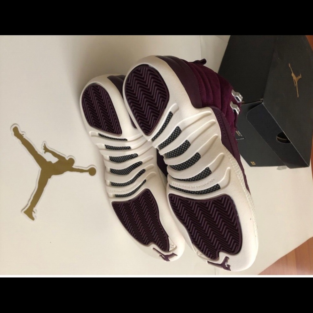 Air Jordan Retro 12 XII BORDEAUX WOMEN'S SAIL METALLIC SILVER NEW! IN BOX! 5Y - Picture 8 of 13